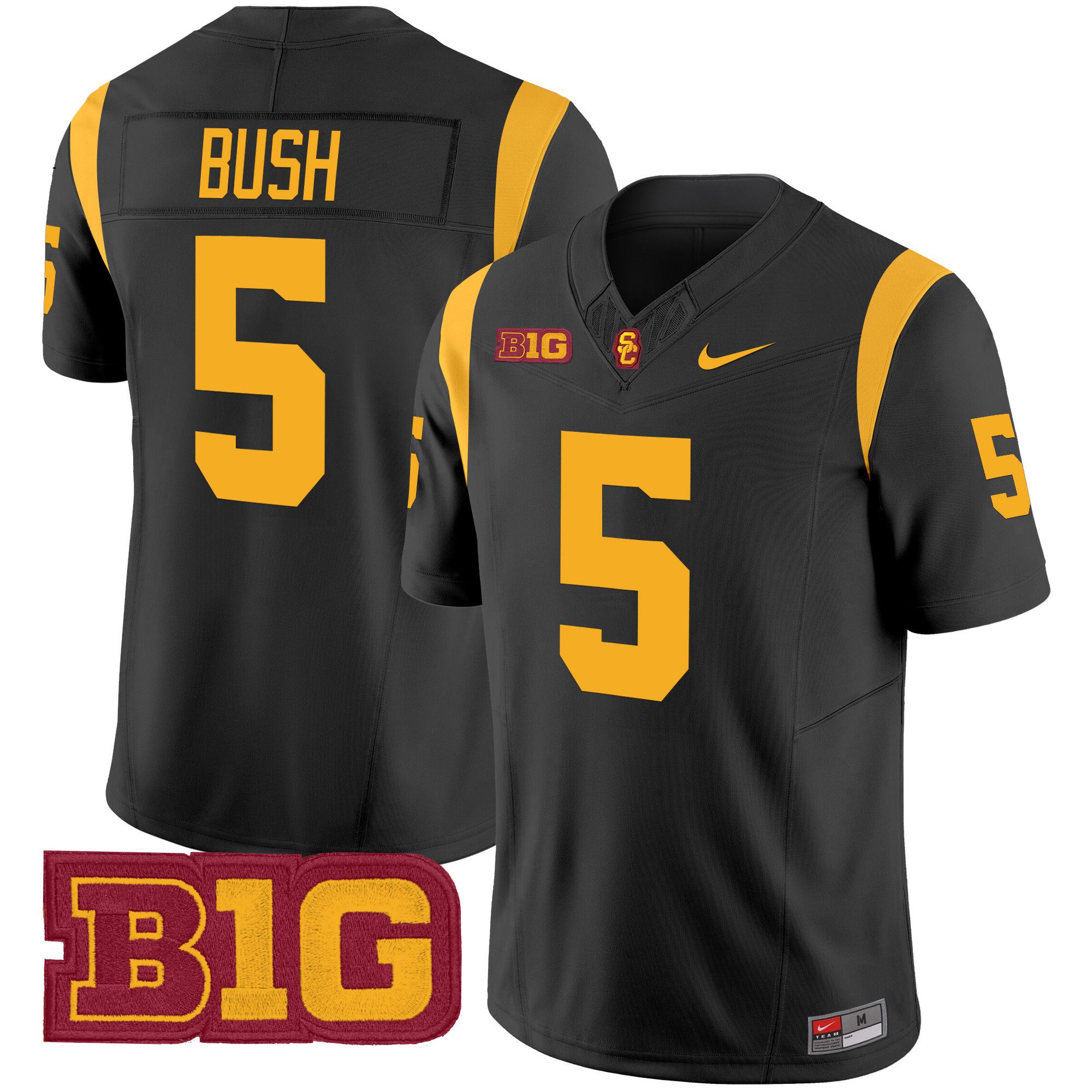 Men USC Trojans #5 Bush Black Nike 2024 Vapor Limited NCAA Jersey style 1